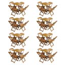 Ver imagem 1 de Kit 8 Jogos de Mesa com 4 Cadeiras de Madeira Dobrável 70x70 Ideal para Bar e Restaurante - Mel