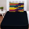 Jogo Cama Lençol Shine Solteiro Microfibra 180 Fios 2 Peças - Pastilha Coloridas Preto - 1
