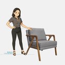 Ver imagem 4 de Poltrona Decorativa Monalisa Linho com Espuma D26 Dourado Loja Sheep
