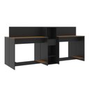 Ver imagem 3 de Estação de Trabalho 4 Lugares Office Smart 4 Mesas 2 Armários - Preto e Cedro