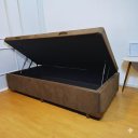 Ver imagem 4 de Cama Box Baú Solteiro Blindado (88x188x42):suede Marrom/solteiro