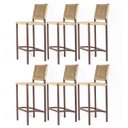 Ver imagem 2 de Banqueta Bistrô Balcão Gourmet Corda Nautica – Aço – Marrom e Bege – Kit 6