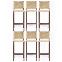 Ver imagem 1 de Banqueta Bistrô Balcão Gourmet Corda Nautica – Aço – Marrom e Bege – Kit 6