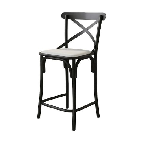 Banqueta Baixa Katrina Alta Resistencia e Durabilidade Assento Branco Aço Preto