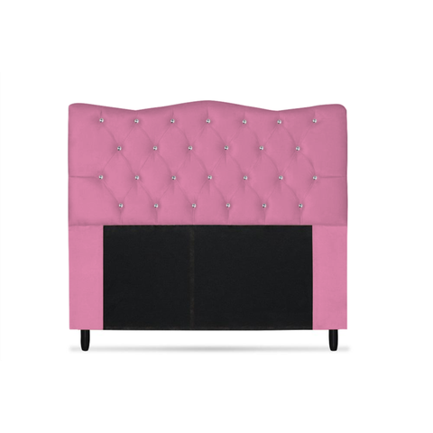 Cabeceira Dunas Solteiro 90cm com Strass Suede: Rosa