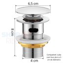 Ver imagem 2 de Válvula Click Lavatorio 1 1/4 Metal Inox Cuba Pia com Ladrão