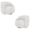 Ver imagem 1 de Kit 2 Poltronas Decorativas Jenny Base Giratória em Metal Preto Bouclê Branco G45 - Gran Belo