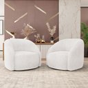 Ver imagem 2 de Kit 2 Poltronas Decorativas Jenny Base Giratória em Metal Preto Bouclê Branco G45 - Gran Belo