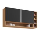 Ver imagem 2 de Armário Aéreo Cozinha Vanessa 105cm 2 Portas Nicho Lateral Mdp Funcional Amêndoa Preto - Desk Design