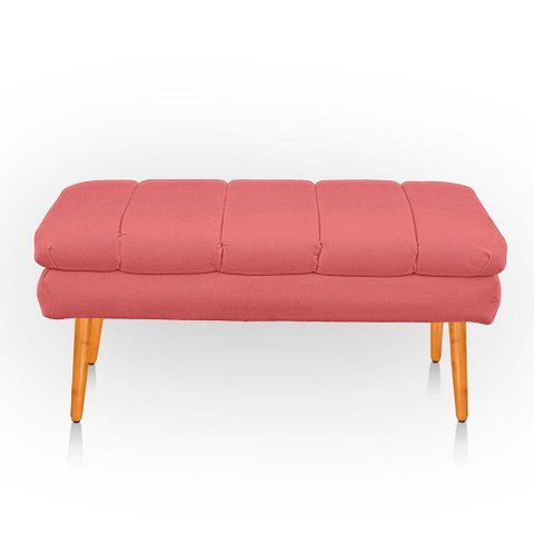 Puff Aparador Estofado Italy Decorativo Veludo Cor Rose