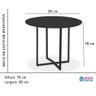 Mesa Estilo Industrial Redonda Mdf e Aço Preta para Sala de Jantar Cozinha Ecomhome - 4