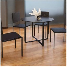Mesa Estilo Industrial Redonda Mdf e Aço Preta para Sala de Jantar Cozinha Ecomhome - 1