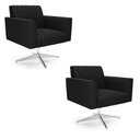 Ver imagem 1 de Kit 2 Poltronas Giratória Viena Gomada Suede Preto Base Cromada - D’Rossi