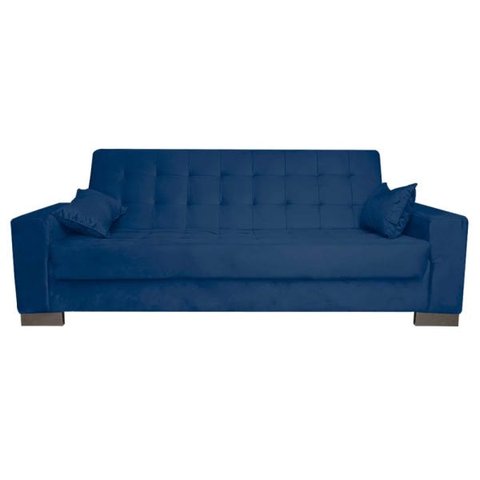 Sofá Cama 2 Lugares para Sala de Estar Lisboa Suede Azul Marinho - D'Rossi