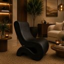 Ver imagem 1 de Poltrona Decorativa Marina Corino Modena Orgânica Moderna Preto Corino Modena