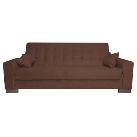 Sofá Cama 2 Lugares para Sala de Estar Lisboa Suede Marrom - D'Rossi