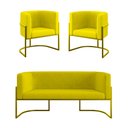 Ver imagem 1 de Kit 2 Poltronas + Sofá 2 Lugares para Recepção – Balaqui Cor:amarelo