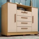 Ver imagem 5 de Comoda Rack 2 Portas 4 Gavetas Madri 121 Cm Carvalho Am Off White Incp