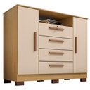 Ver imagem 1 de Comoda Rack 2 Portas 4 Gavetas Madri 121 Cm Carvalho Am Off White Incp