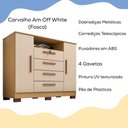Ver imagem 2 de Comoda Rack 2 Portas 4 Gavetas Madri 121 Cm Carvalho Am Off White Incp