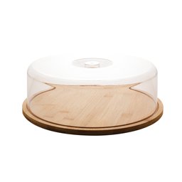 Prato para Bolo de Bambu com Tampa em Plástico 28cm X 28cm X 9,5cm - Lyor - 2