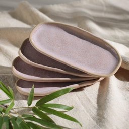 CONJUNTO C/ 4 TRAVESSAS OVAL RASA MINI ORGÂNICO LITCHI 16,5x8 CM - 2