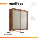 Ver imagem 4 de Guarda Roupas Casal 2 Portas de Correr 4 Gavetas Siena
