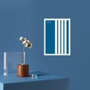 Ver imagem 1 de Quadro Abstrato Bauhaus Minimalista Azul - Linhas Paralelas 45x34cm - com Vidro:moldura Branca