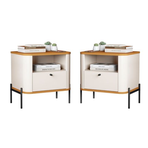 Conjunto de Mesa de Cabeceira Dália Off White Nature