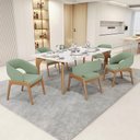 Ver imagem 1 de Kit 04 Cadeiras de Jantar e Estar Living Estofada Lince Nature L02 Bouclê Oliva - Lyam Decor