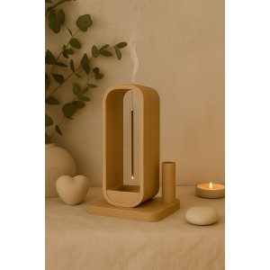 Porta Incenso Aura com Suporte para Varetas Cor Marrom Capuccino Miira Studio