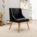 Ver imagem 2 de Kit 3 Cadeiras Decorativas Sala de Jantar Pés Palito de Madeira Firenze PU Preto Brilho/Natural G19