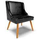 Ver mais imagens de Kit 3 Cadeiras Decorativas Sala de Jantar Pés Palito de Madeira Firenze PU Preto Brilho/Natural G19