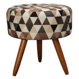 Puff Bali Decorativo Estampa Triângulo Bege - D'Rost - 1