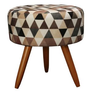 Puff Bali Decorativo Estampa Triângulo Bege - D'Rost