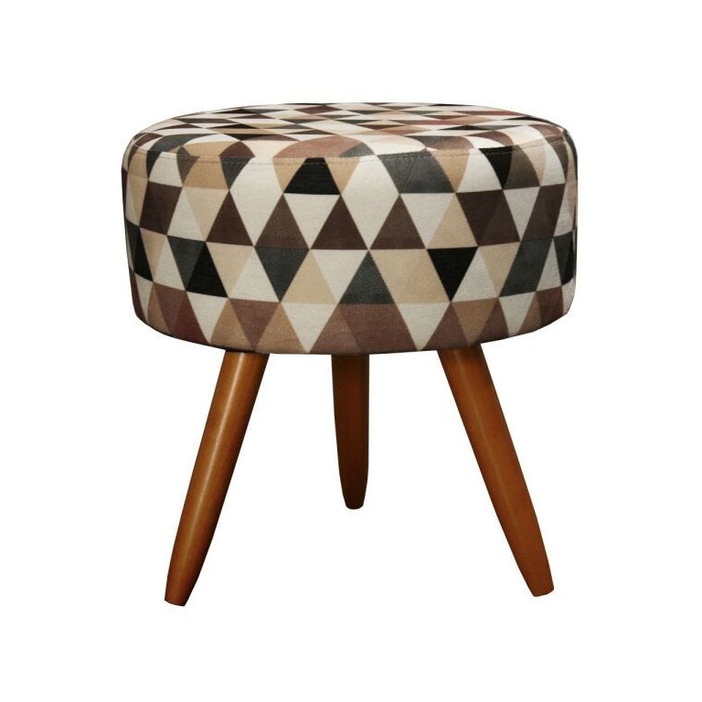 Puff Bali Decorativo Estampa Triângulo Bege - D'Rost