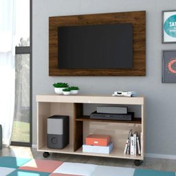 Combo Bruno Painel Mais Rack com Rodízios e Prateleira para Tv até 42 Polegadas Sala de Estar Off - 2
