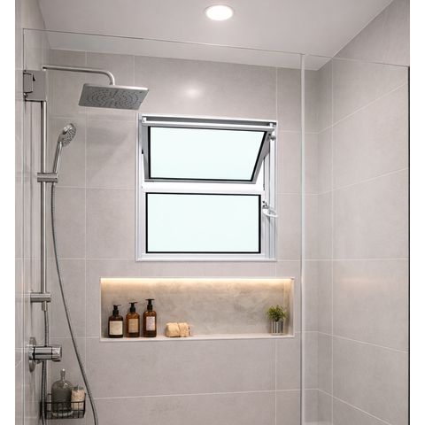 Vitro Basculante 40x60 Alumínio Branco Vidro Liso