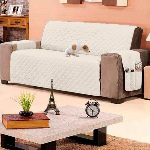 Protetor de Sofá Impermeável Casa Dona 3 Lugares Branco