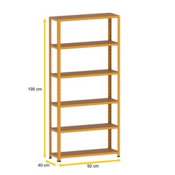 ESTANTE DE AÇO 195X92X40 6 PRAT. C/ REFORÇO PANDIN - LARANJA EP-6BR-VU-195 - 2