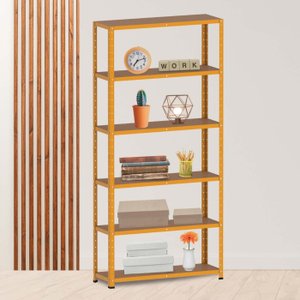 ESTANTE DE AÇO 195X92X40 6 PRAT. C/ REFORÇO PANDIN - LARANJA EP-6BR-VU-195