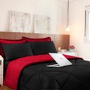Ver imagem 1 de Kit 6 Pçs Cobre Leito com fronha e lençol Casa Dona Exclusivo Preto e Vermelho
