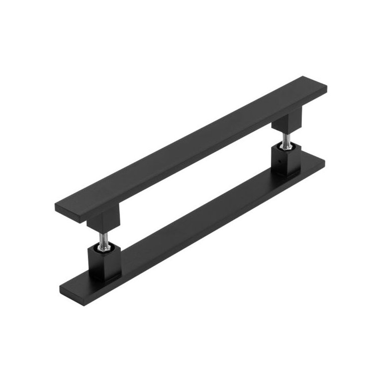 Puxador Inox Preto Para Porta Pivotante Madeira Vidro 40 Cm