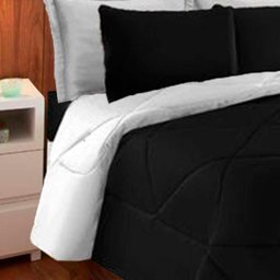 Kit 6 Pças Jogo de Cama Afável Microfibra Casa Dona Original Preto e Branco - 3