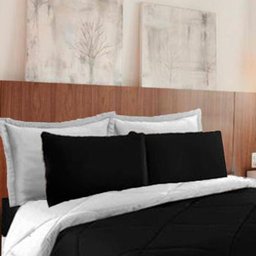 Kit 6 Pças Jogo de Cama Afável Microfibra Casa Dona Original Preto e Branco - 2