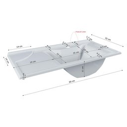 Cuba Pia Lavatório Copacabana 60 Cm para Banheiro Branco - 4
