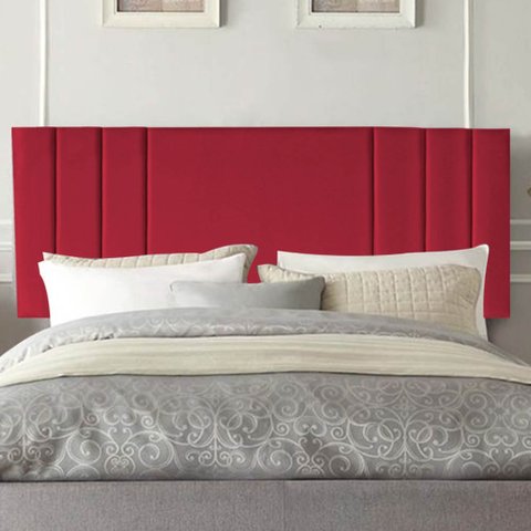 Painel Estofada Grécia 140CM Casal Courino Vermelho - D A DECOR