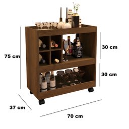 Aparador Carrinho Multi Uso para Cozinha Sala e Banheiro - Canela - 2