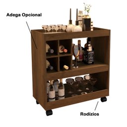 Aparador Carrinho Multi Uso para Cozinha Sala e Banheiro - Canela - 3