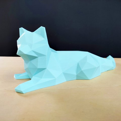 Gato 28 Cm De Comprimento - Estatueta - Decoração - Toque 3D:Azul Tiffany